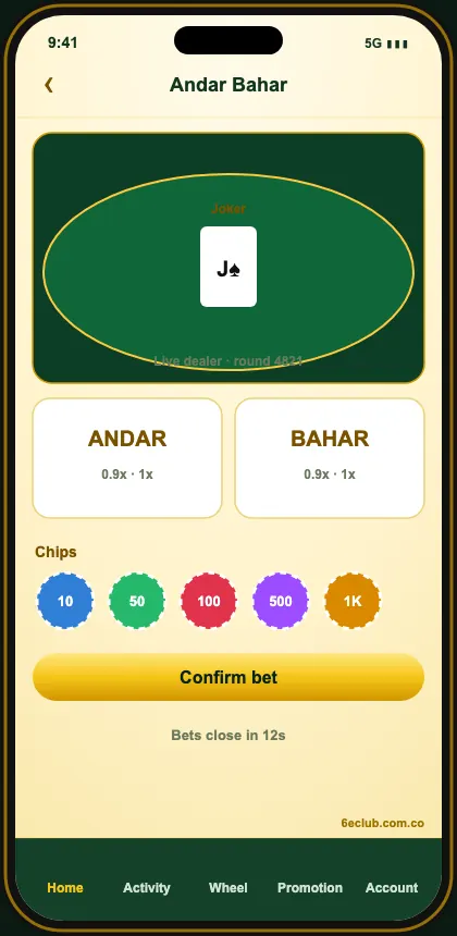 6E Club live casino table